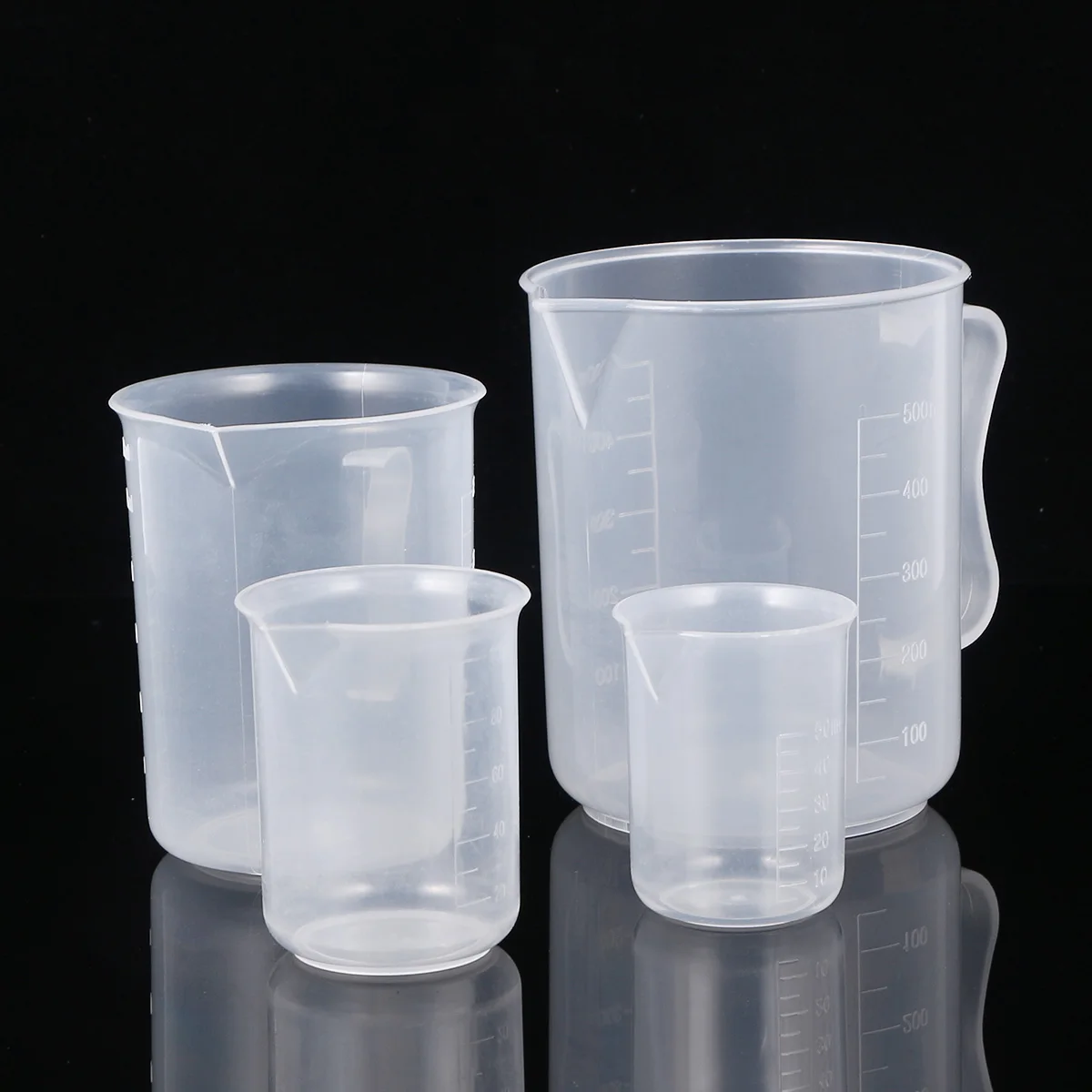 

4pcs Plastic Measuring Cups 50Ml 100Ml 250Ml 500Ml Thick Pp Liquid Container Graduated Reusable Tool
