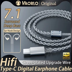 Type-C Digital Earphone Cable 7.1 HIFI Silver-Plated Upgraded Wired Headphone Cables 2PIN S-Type With Mic Monitor Headset Cord