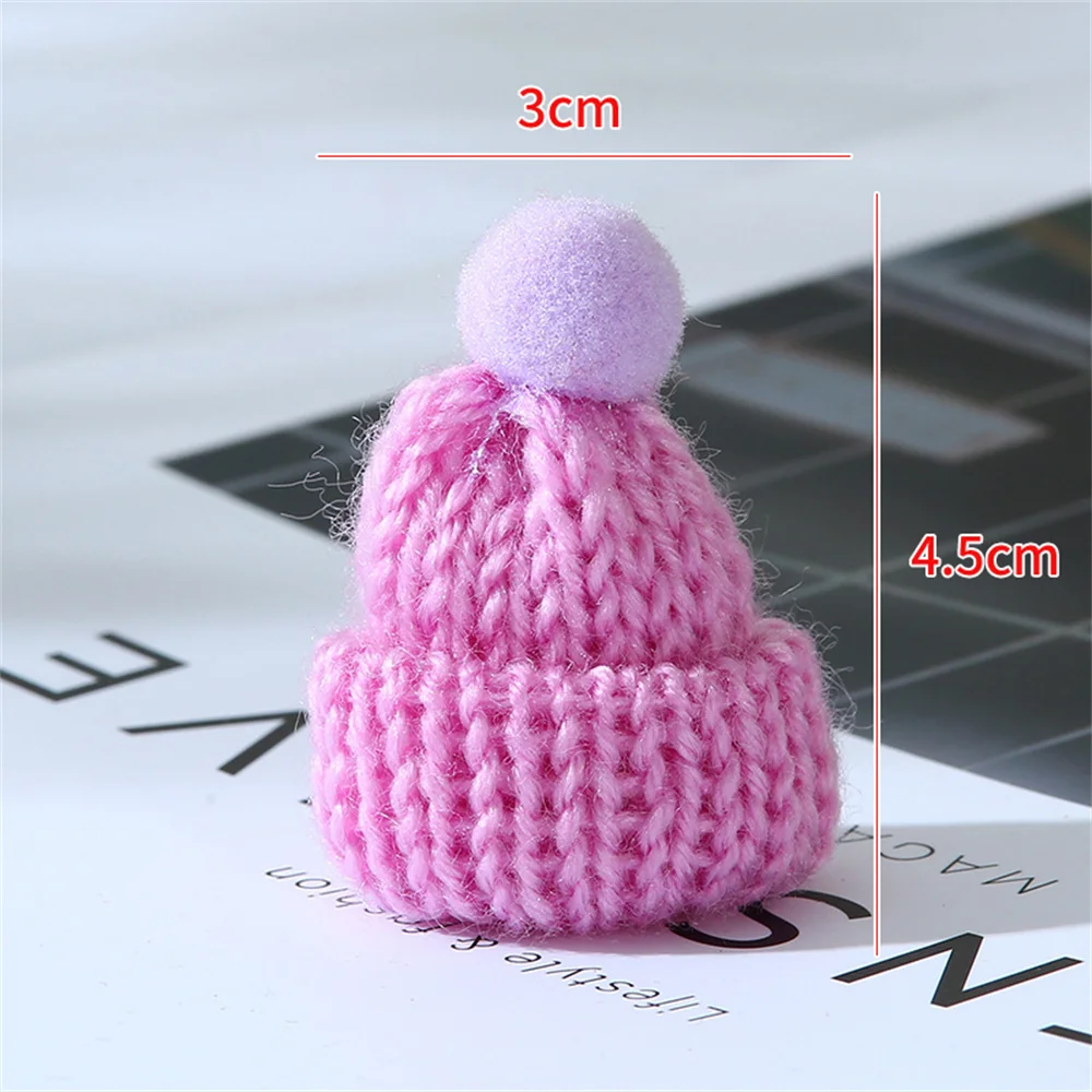 10pcs Mini Christmas Knit Finger Hat Colored Craft Knitting Hats Doll Caps Xmas Tree Ornaments Diy Pendant Decoration Gift