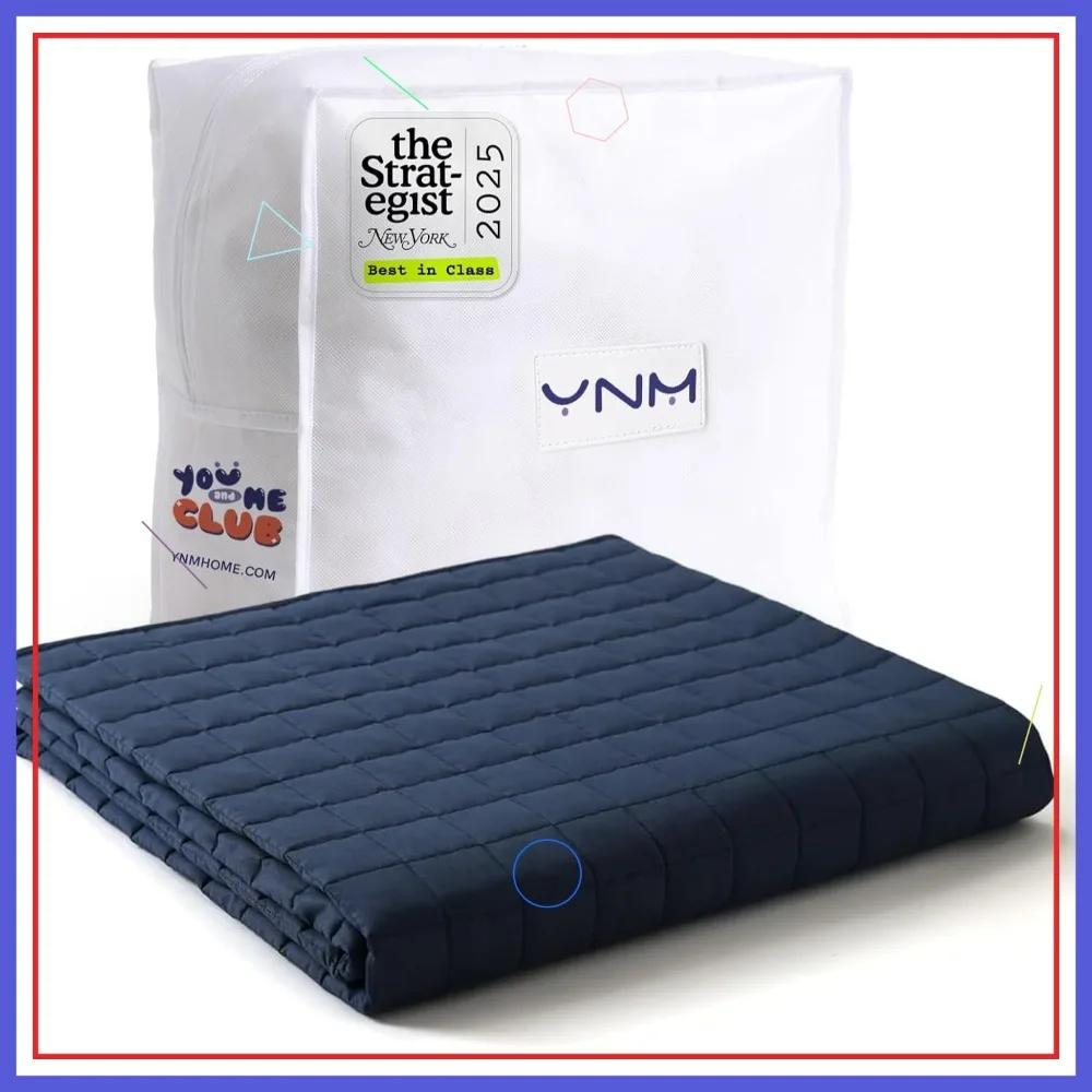 

Weighted Blanket for Adults, 15 lbs Navy Blue, Soothing Cotton with Glass Beads, Ideal for Twin/Full Bed (48x72 Inches)