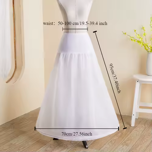 White Tulle Petticoat for A Line Style Wedding Dress 1 Hoops Bridal Wedding Accessories Long Petticoats Underskirt - Image 2