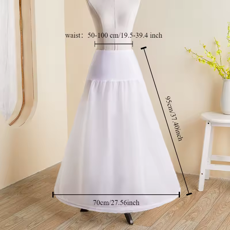 White Tulle Petticoat for A Line Style Wedding Dress 1 Hoops Bridal Wedding Accessories Long Petticoats Underskirt - Image 2