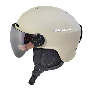 Moon ski helmet with integrated molded goggles, PC and EPS outdoor sports, skiing Snowboarding and skateboarding