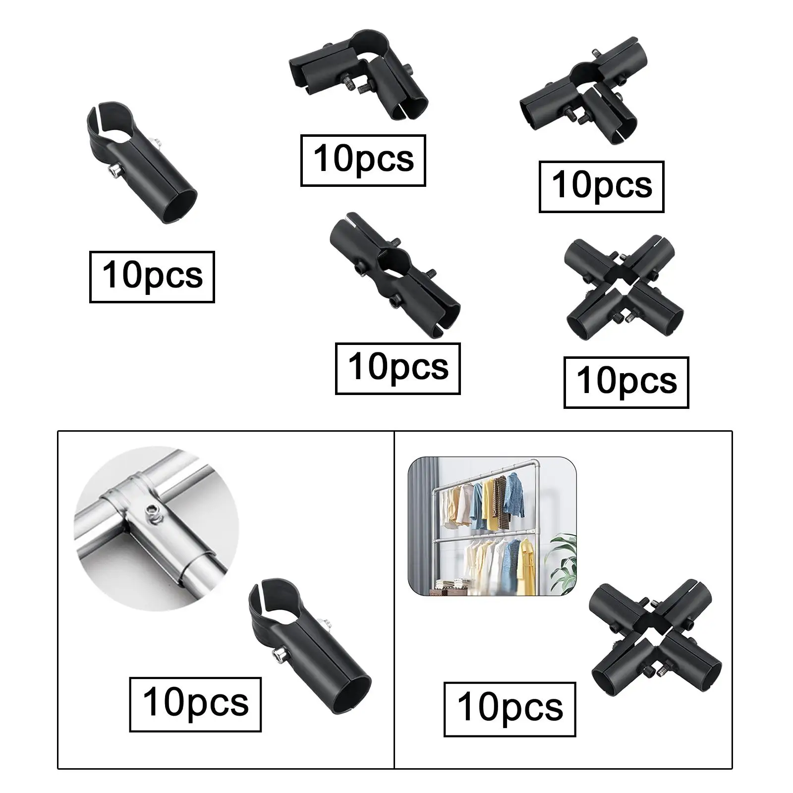 10x Stainless Steel Tube Connector Pipe Fitting Connector for Furniture Pipe Connection Round Pipe Connection Simplified Sheds