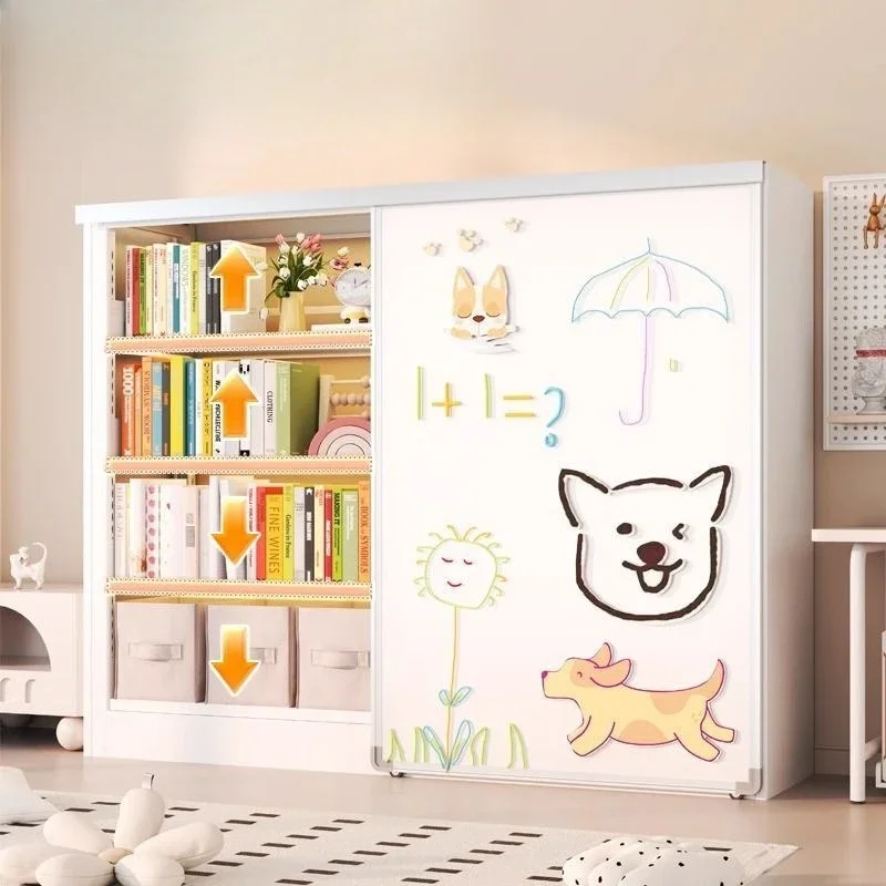 Floor-to-ceiling living room study steel bookshelf home picture book shelf whiteboard door children's bookshelf