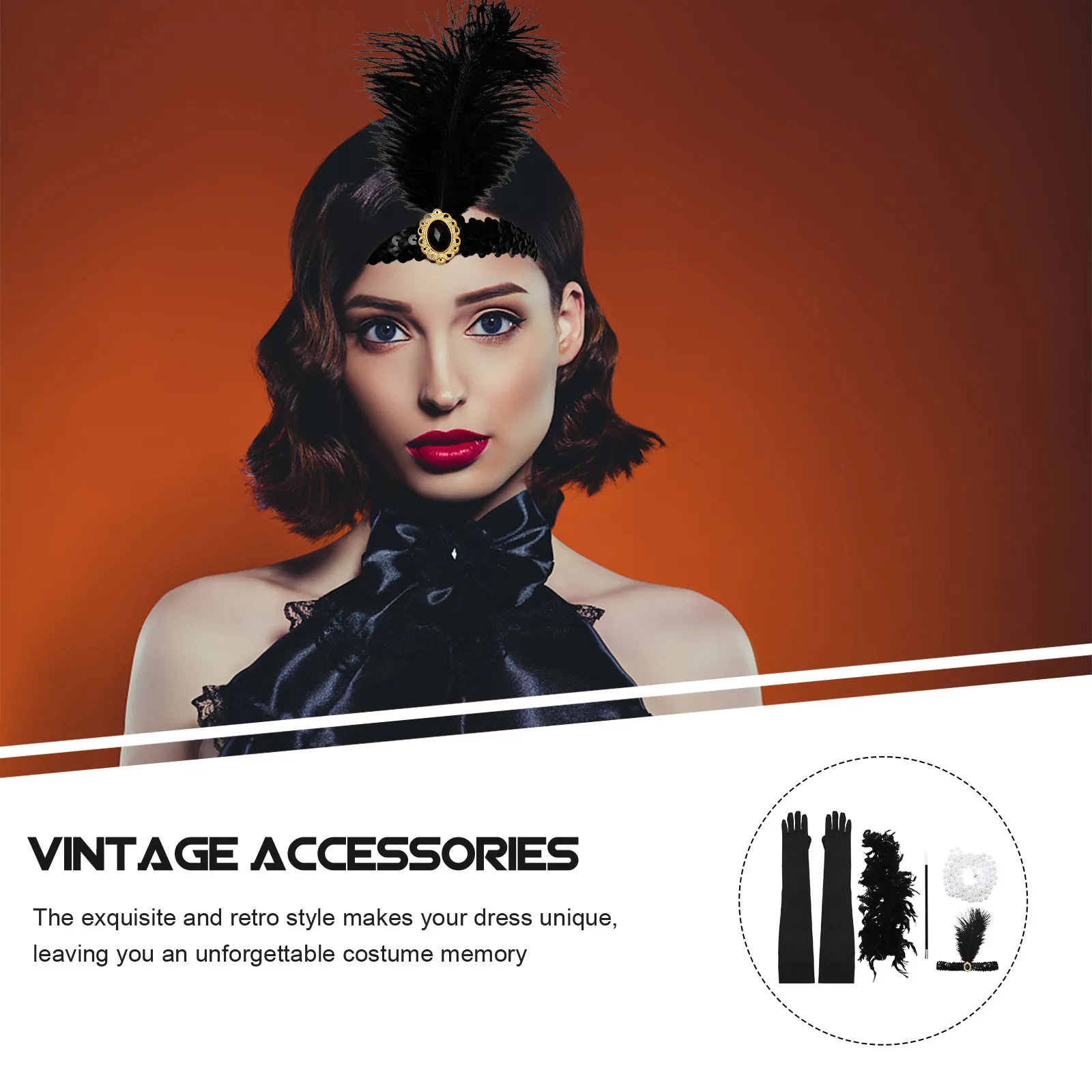 

Набор из 1 предмета: Блестящая повязка на голову в стиле 1920-х годов, аксессуары для женщин, костюм для вечеринки в стиле флэппер, повязка на голову, жемчужное ожерелье, перчатки, шарф, стиль 20-х годов