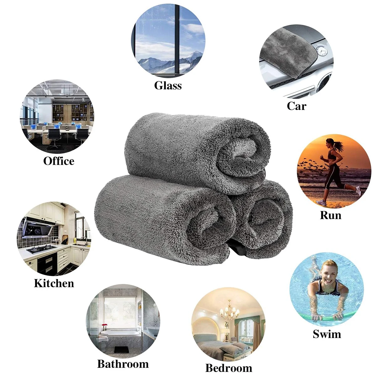 100*40cm 60*40cm 3pcs Car Wash Microfiber Towel Plush Cleaning Drying Cloth Car Care Cloth Detailing Polishing