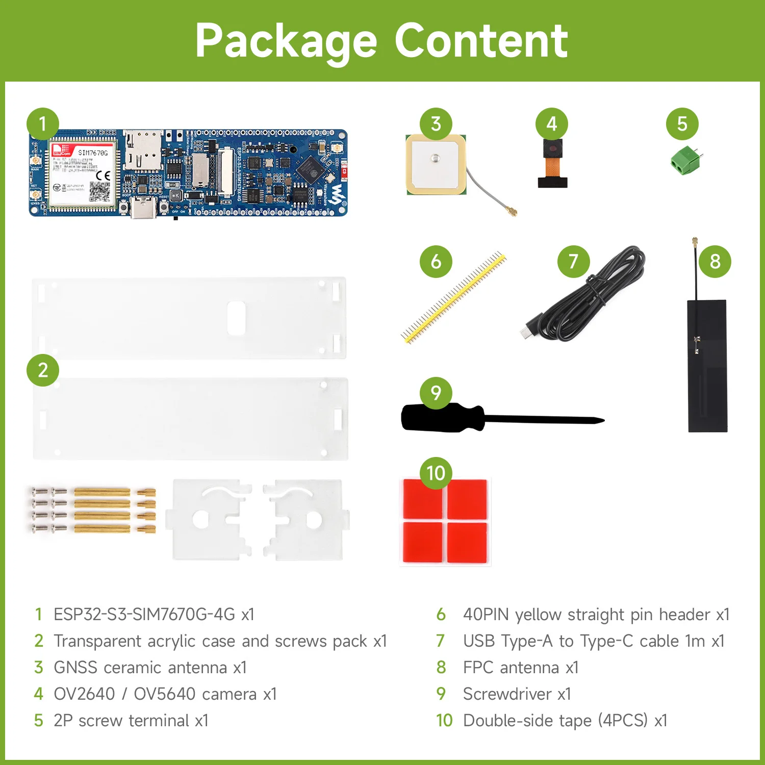 Waveshare ESP32-S3 SIM7670G 4G Development Board, LTE Cat-1/WiFi/Bluetooth/GNSS Positioning,Suitable for 4G Portable WiFi Global view 6