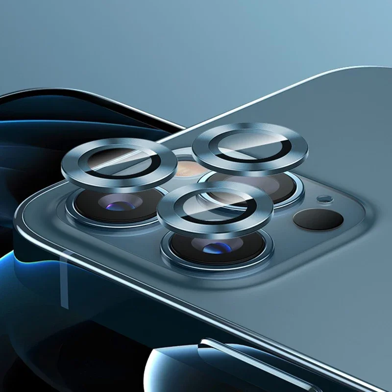 카메라 렌즈 보호 강화 유리, 금속 링 보호대 필름, 아이폰 16, 12, 14, 13 프로 맥스, 2-3 개