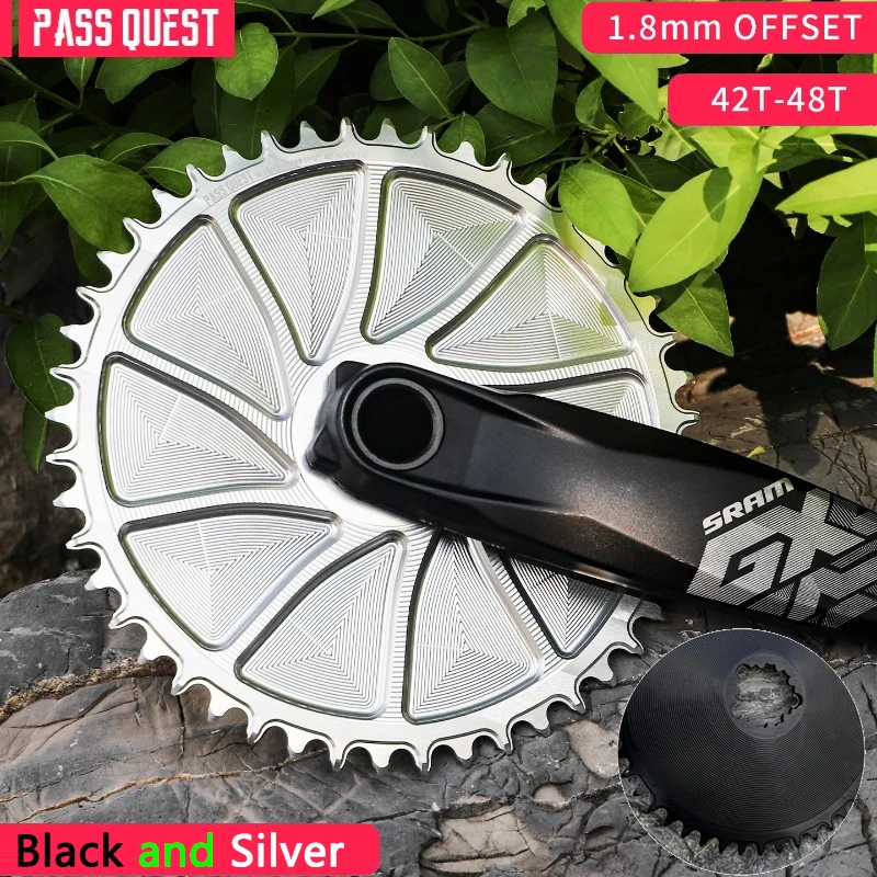 

PASS QUEST Велосипедные звездочки с 3 болтами и гравийным/нагрузкой, смещенный дизайн -1,8 мм, узкие звездочки 42-48T Компоненты велосипеда с прямым креплением