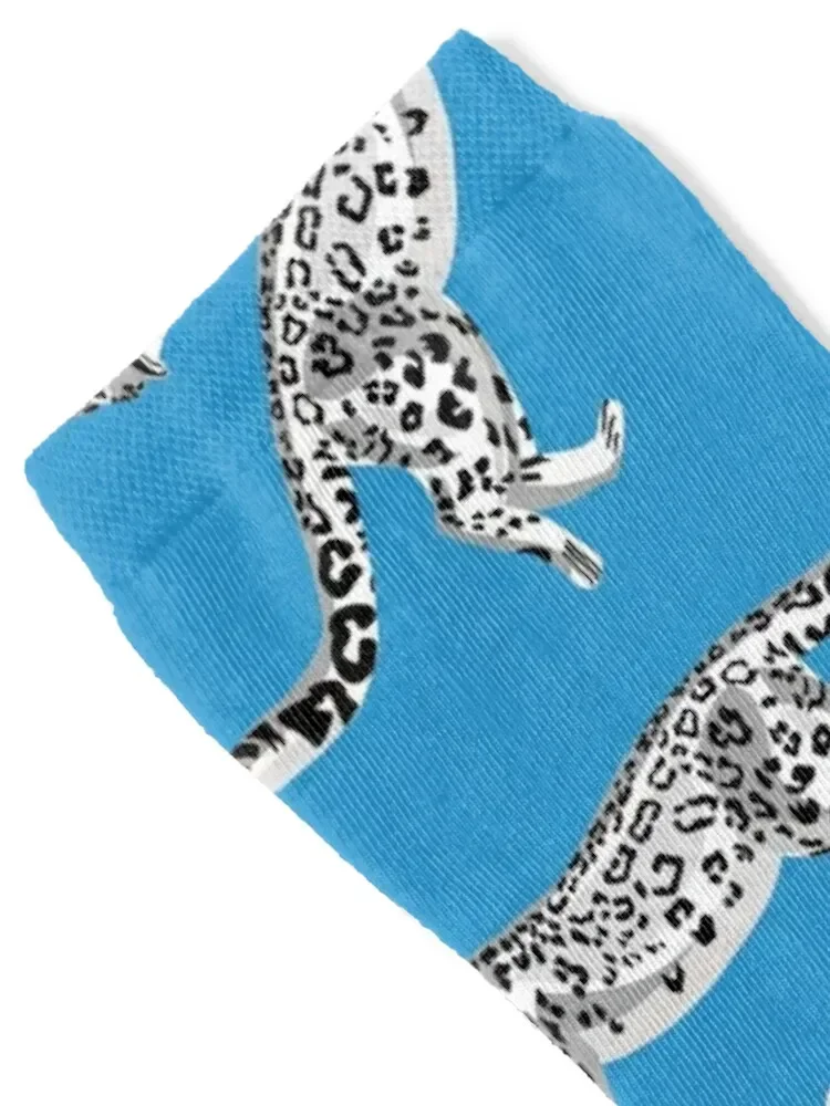 White Snow Leopard Pattern Socks Soccer winter thermal Ladies Socks Men's