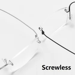 Pure Titanium Square Rimless Eyewear Simple Style Men Eyeglasses Comfortable Not Pinching Face Denmark Design Scewless Ultrathin