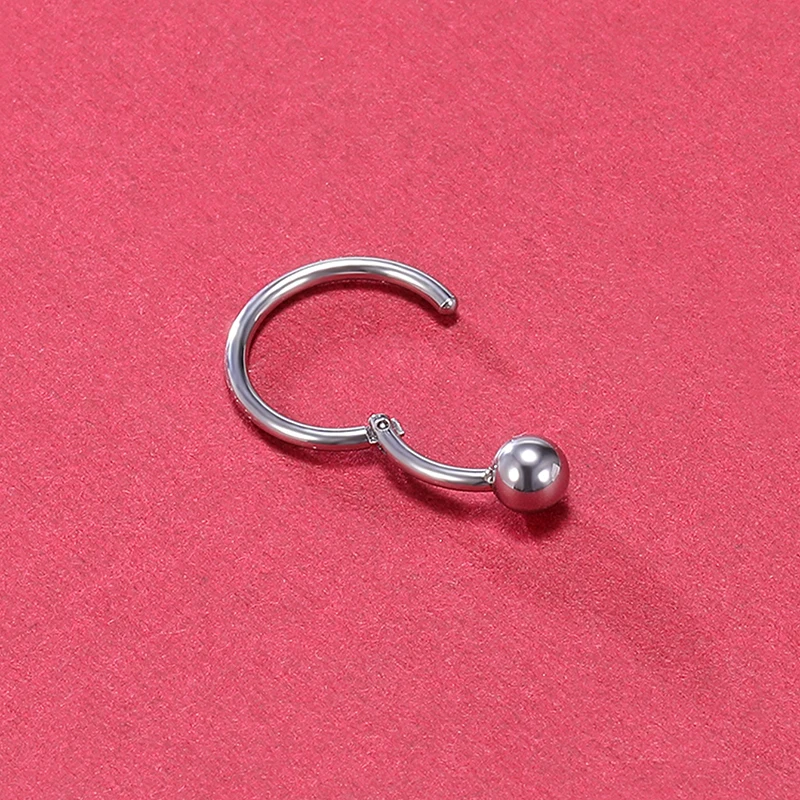 1PC Surgery steel solid titanium round head ring nose lip ring Lip ear diaphragm spiral cartilage perforated earring Stainless s