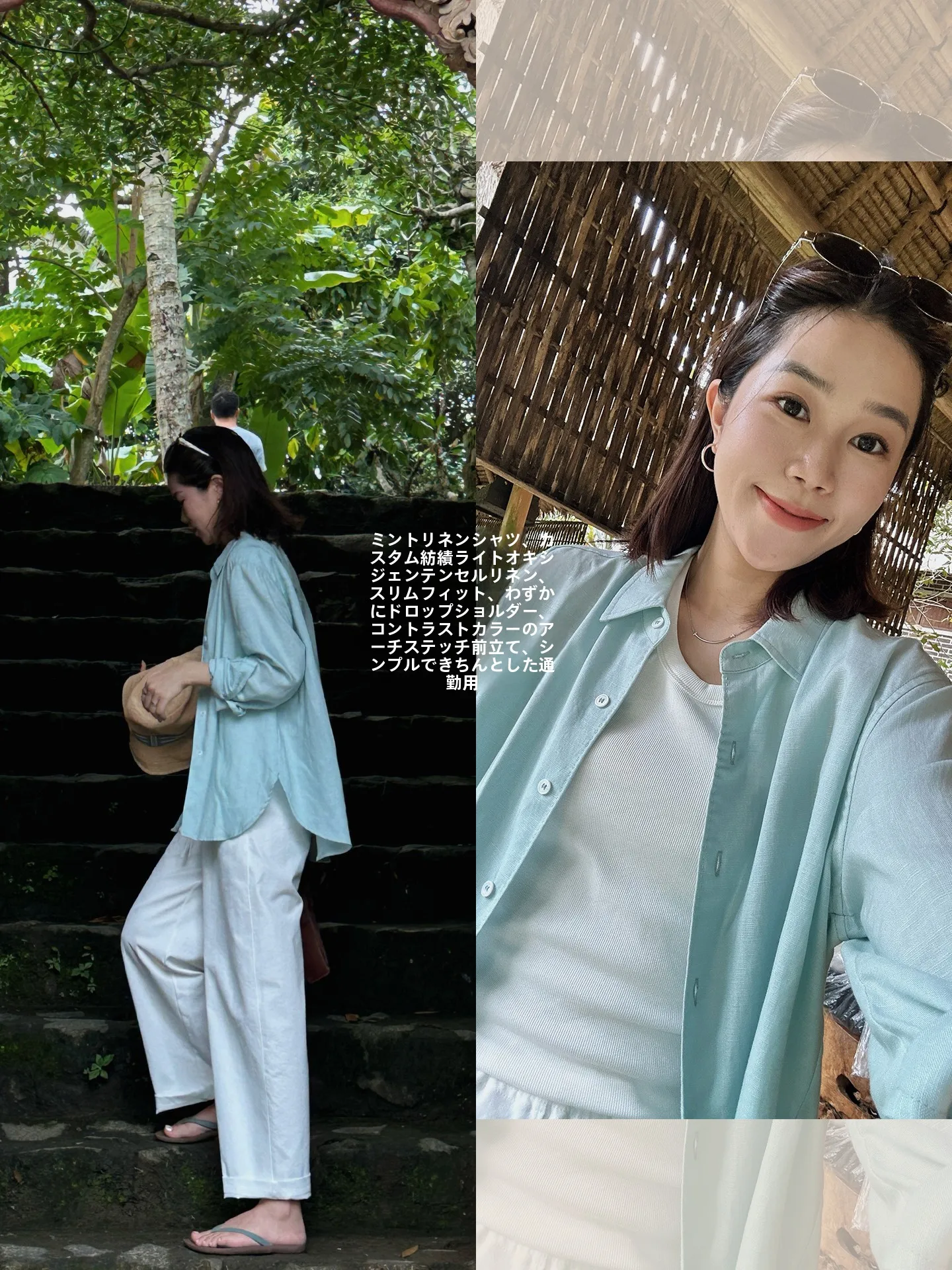 

Mint Linen Shirt Double Button Long Sleeve Loose Top Women's Spring Fashion Commute Style Korean Version Cotton Wool Fabric