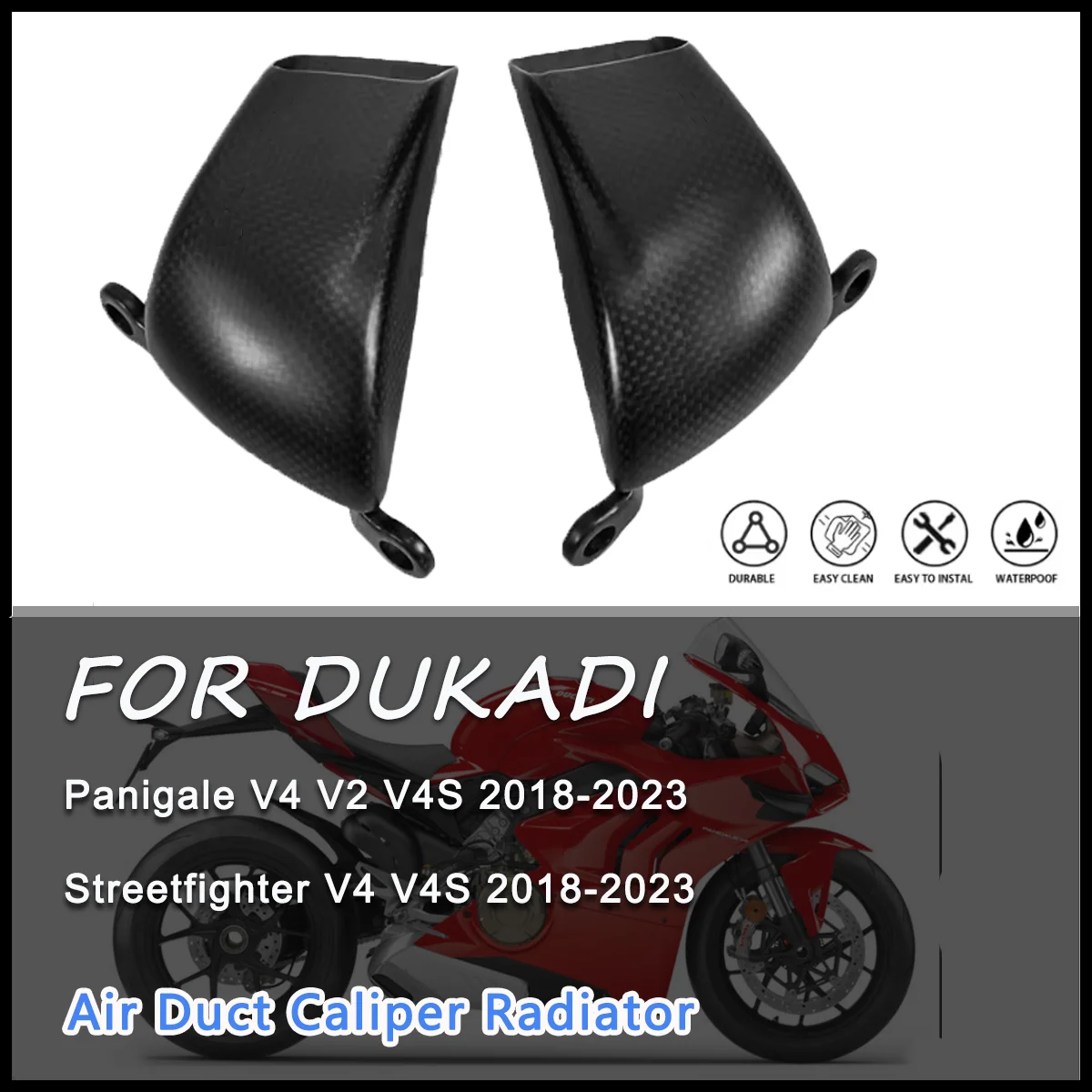 

FOR DUCATI Panigale Streetfighter V4 V4S V4R 2019 2020 2021 2022 2023 3K 100% Dry Carbon Fiber Brake Caliper Radiator Covers