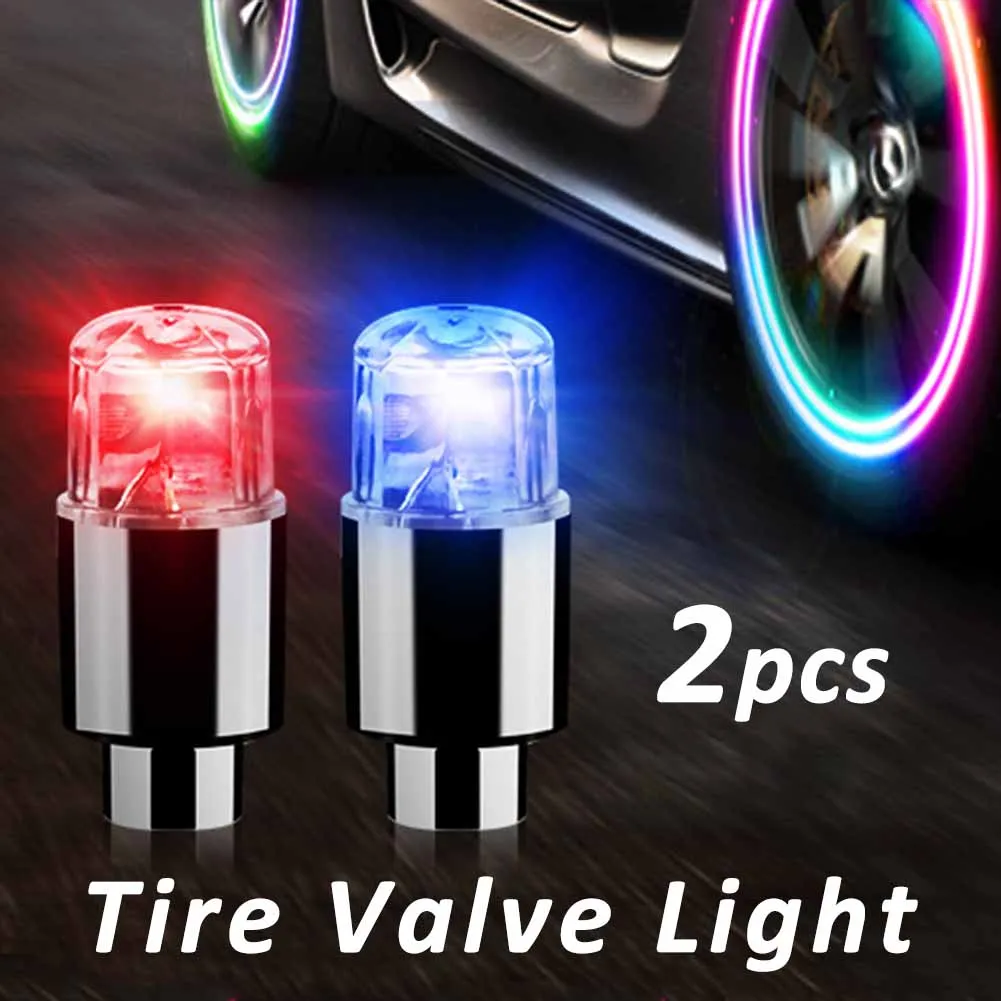 2 Stuks Auto Wiel Led Flitslichten Band Mondstuk Ventieldoppen Lichtgevende Waarschuwing Decoratieve Lamp Auto Motorfiets Wiel Accessoires