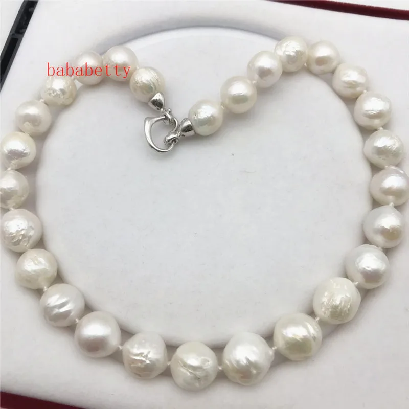 

GORGEOUS 11-13mm luster Natural Furrow Kasumi pearl necklace 18"