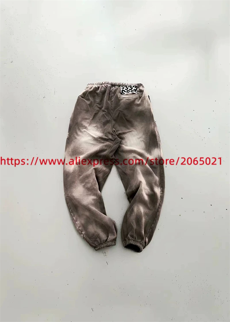 24FW Washed Brown Loose RRR123 Sweatpants Men Women Best Quality Casual Pants Jogger Drawstring Gray RRR 123 Trousers