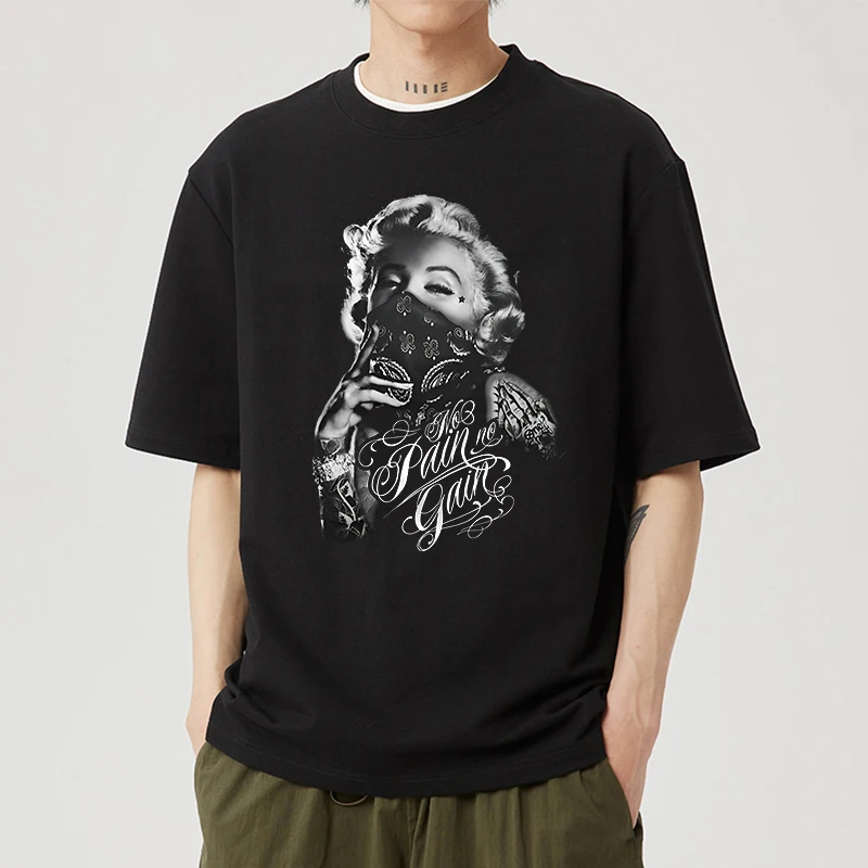 

Новейшая европейская и американская ретро уличная футболка Мэрилин Монро, мужская сексуальная футболка Muse Avatar с короткими рукавами, модная универсальная одежда