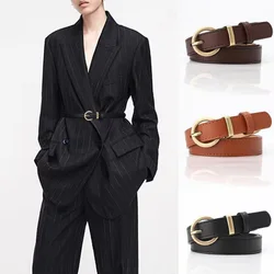 New Fashion Ladies Vintage Gold Buckle Belt High Quality PU Leather Decorative Waistband Versatile Jeans Skirt Adorned Women Bel