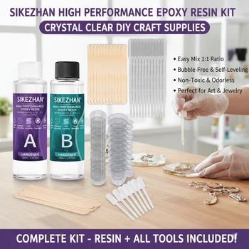 Crystal Clear Epoxy Resin Kit AB Glue with 40pcs Mixing Tools|Cups Sticks Droppers DIY…