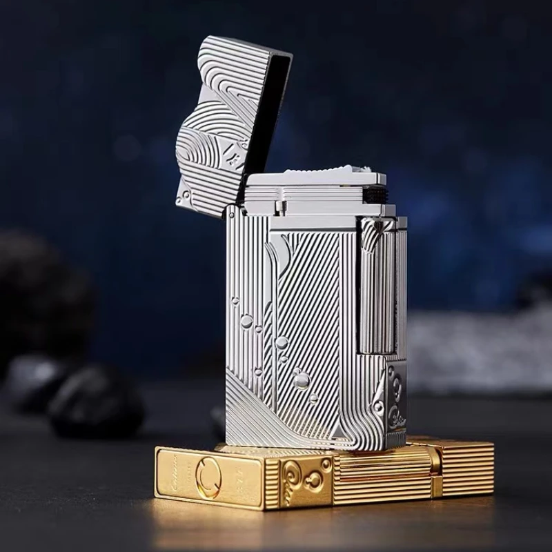 New Classic Sound Brass Lighter Golden Sleeping Mermaid Pattern Retro Lighter Fire Man Series Exquisite Men's Gift