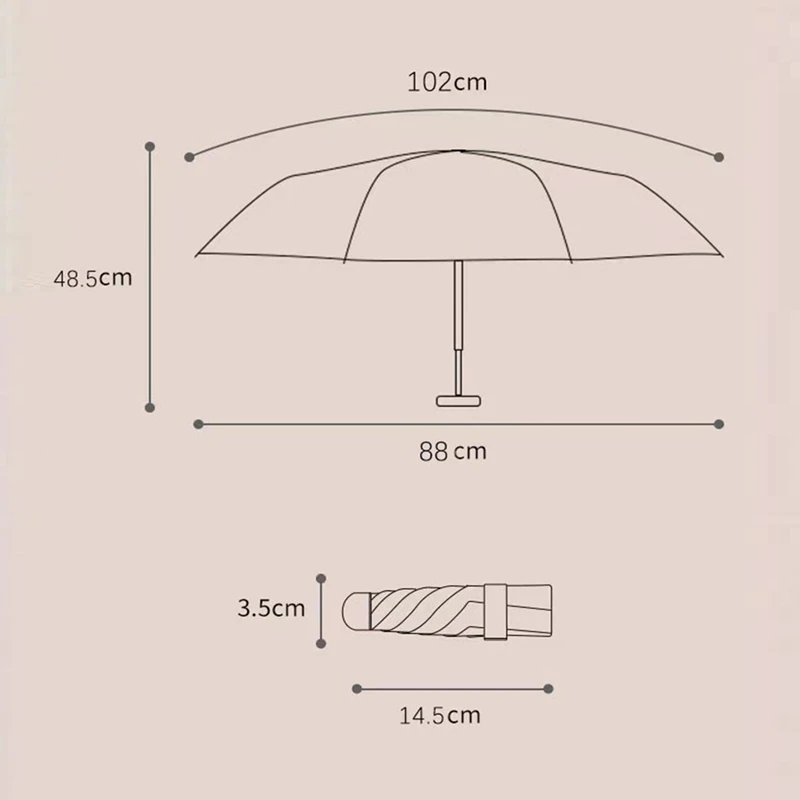 Parapluie de poche portable à six cartes, capsule, parapluie à usage touristique, anti-ultraviolet, crème solaire