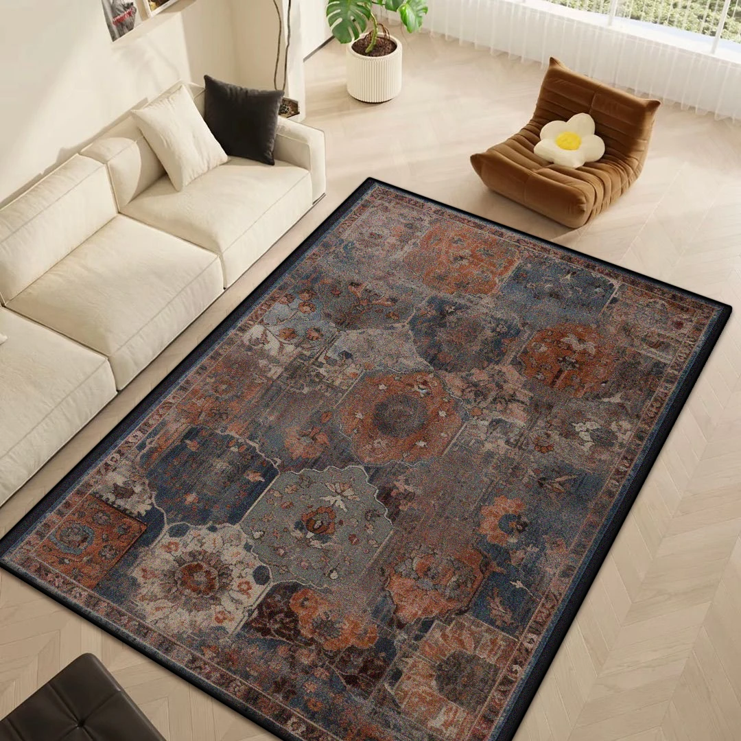 

Persian Retro Large Living Room Rug Non-slip Foldable Dining Room Decoration Carpet Easy Clean Coffee Tables Mat Lint-free Soft