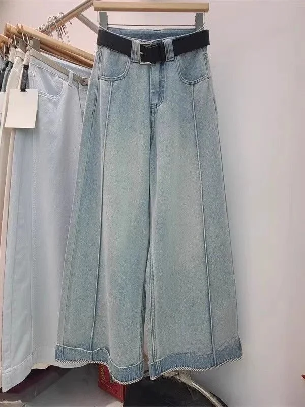 Jeans de Mezclilla de Cintura Alta y Pierna Ancha para Mujer, Estilo Nuevo de Primavera, Versátiles, Hoados, Adeazantes, ...