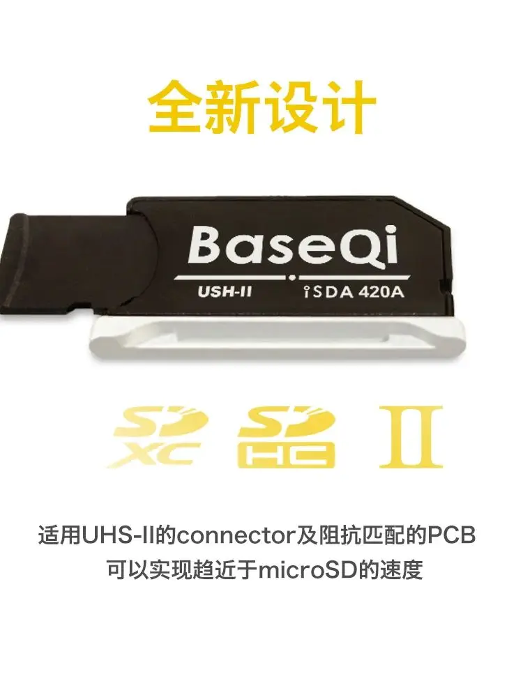 BaseQi MacBook 420AHS Adattatore per scheda Micro SD/TF invisibile in alluminio argento per MacBook Pro Retina Lettore di schede SD da 14/16 pollici