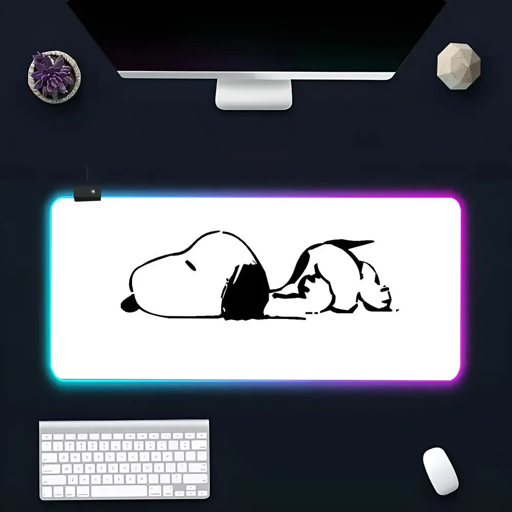 s-Snoopys     Mouse Pad Large RGB Mouse Pad XXL LED Mouse Mat Japan Mousepads Table Pads Keyboard Mats Desk Rug With Backlit