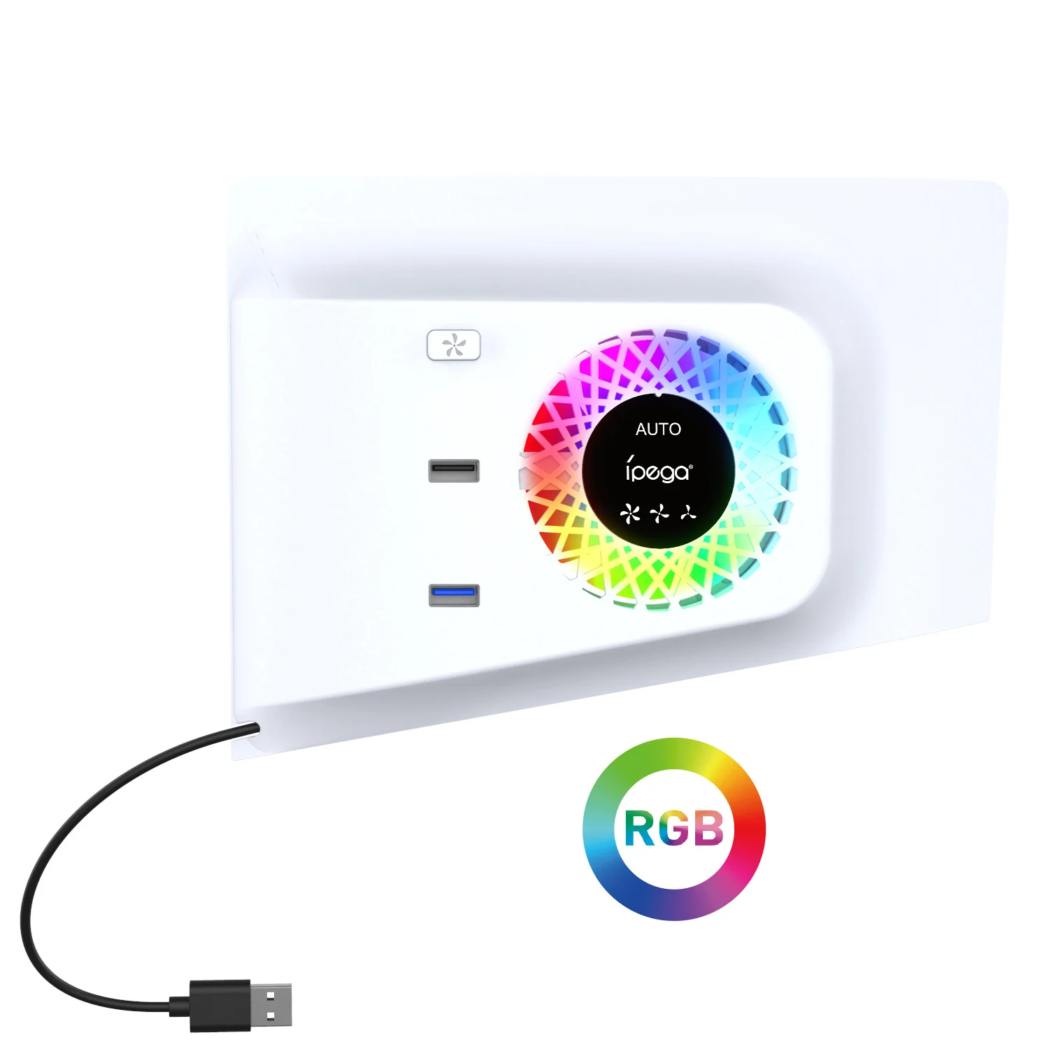 IPEGA لمروحة تبريد PS5 SLIM للتحكم في درجة الحرارة مع مبرد + USB، محور مع أضواء RGB PG-P5S019 للبلاي ستيشن 5 سليم