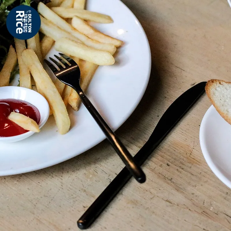 

Набор столовых приборов DULTON из нержавеющей стали с титановым покрытием, включая нож, вилку и ложку, с контейнером для хранения риса, для западной кухни