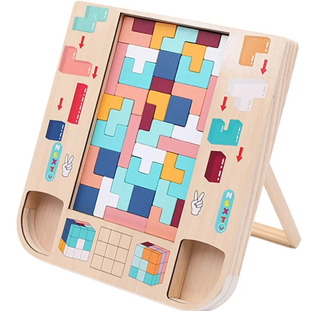 

Colorful Wooden 3D Puzzles Three-Dimensional Logic Training Jigsaw Tangram Montessori Intelligence Russian Building Blocks