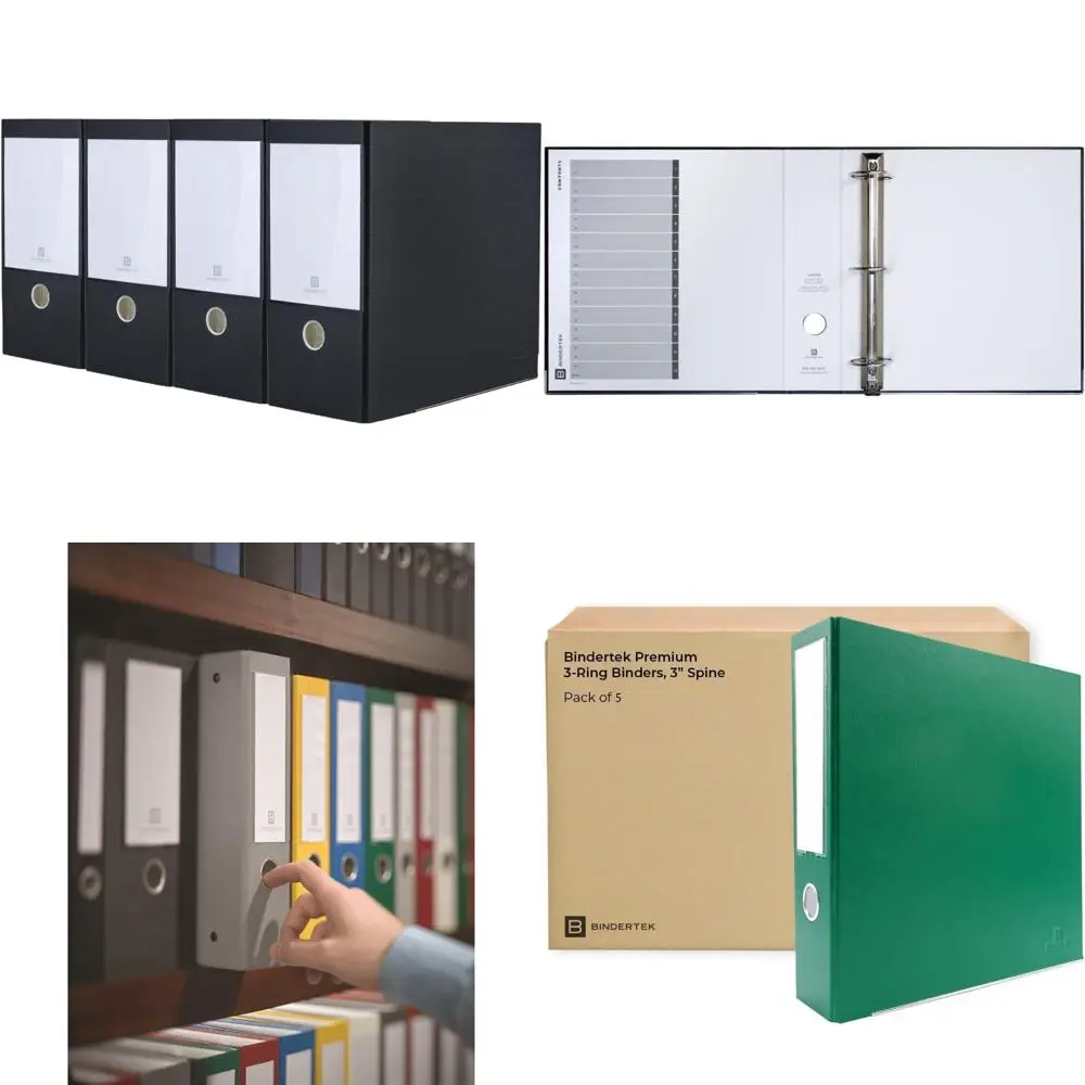 

Папки с 3 кольцами большой емкости, вместимость 900 листов, 5,5 позвоночника, упаковка из 4 шт., черные, текстура льна, прочные канцелярские товары