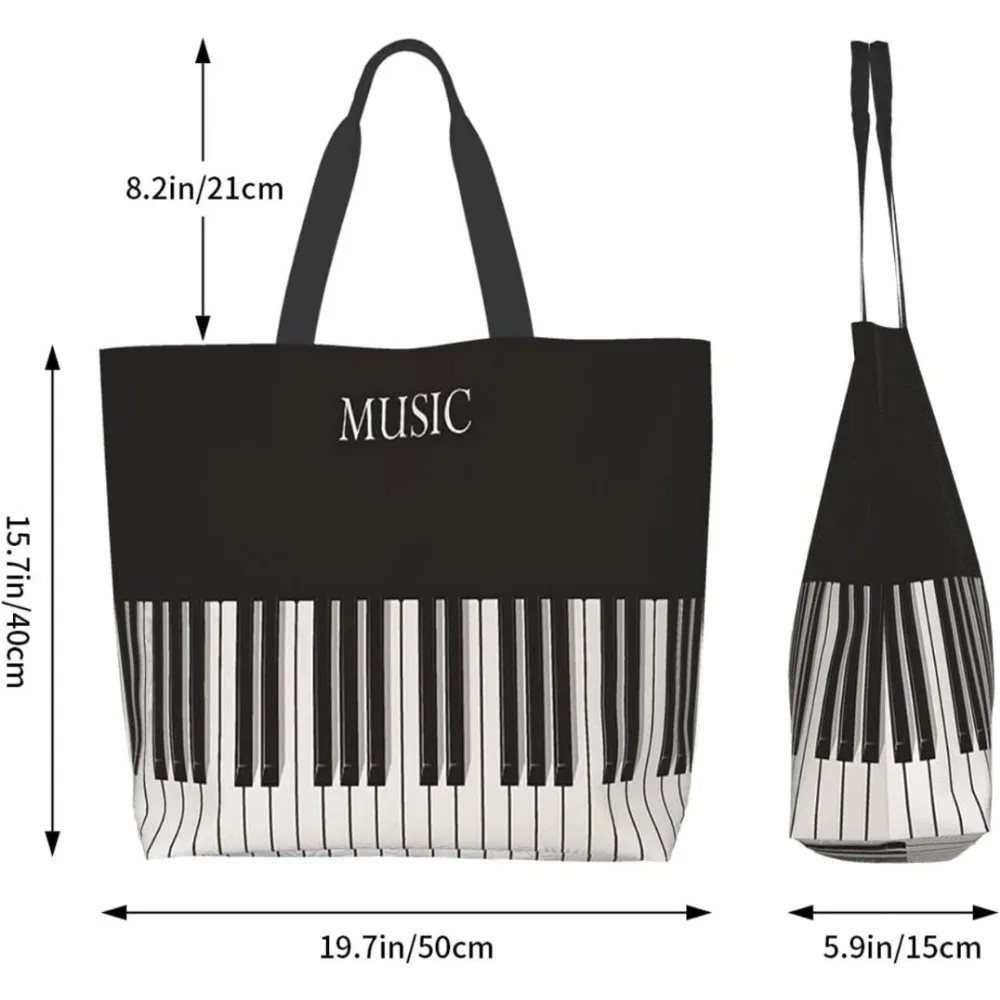 Beating Piano Tote Bag Large Women Casual Shoulder Bag Handbag Reusable Multipurpose Shopping Grocery Bag for Outdoors