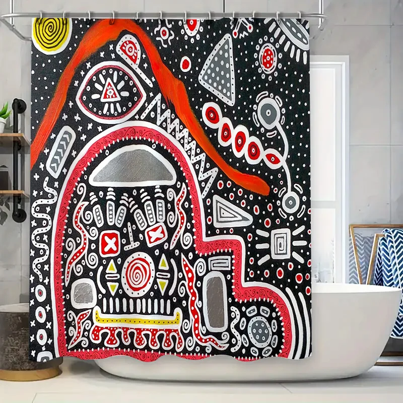 

Unique Abstract Shower Curtain Modern Art Pattern Bathroom Decor Washable Fabric Backdrop