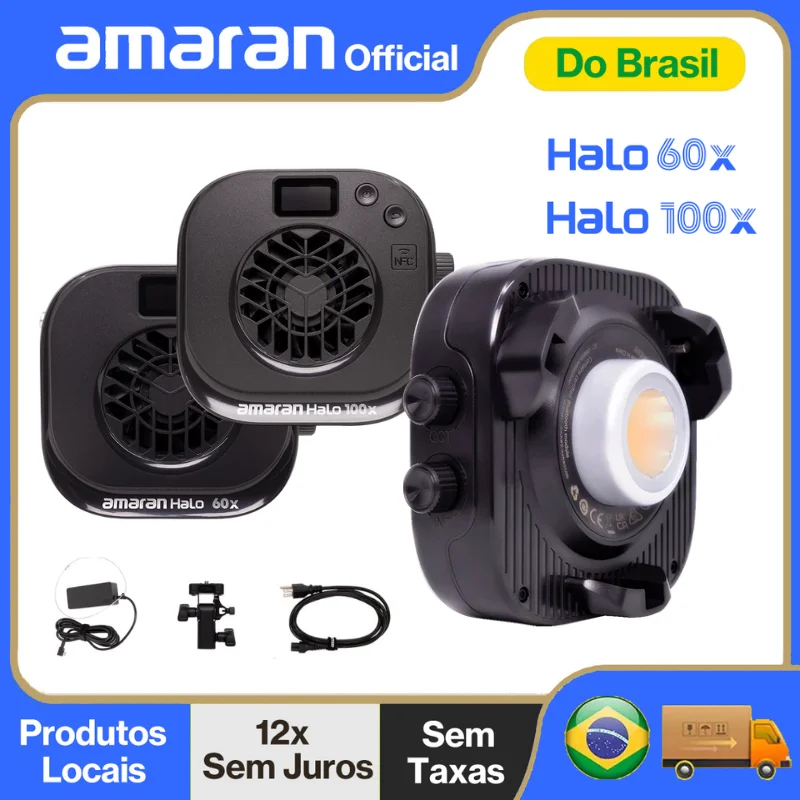 【 】Aputure Amaran Halo 60x 100x Bicolor 60W 100W Luz Fotográfica com Suporte a C - imagem 1