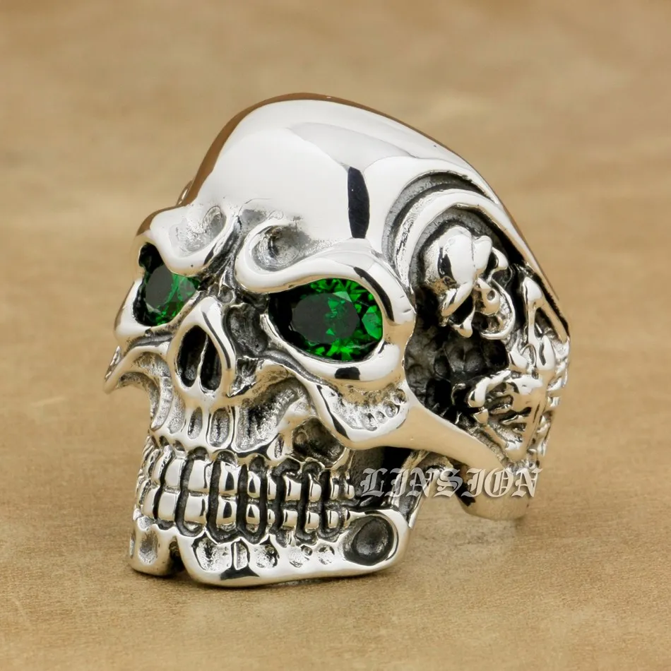 Huge 925 Sterling Silver CZ Eyes Titan Skull Ring Biker Punk Ring 8VX05 US Size 7~15 BZ