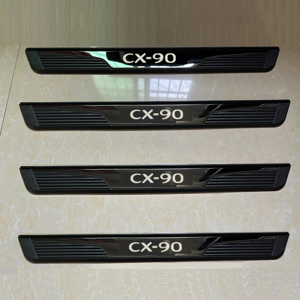 For Mazda CX-90 CX90 2024 2025 Door Sill Scuff Plate Welcome Pedal Protector Kick Stainless Steel Plastic Car Accessory