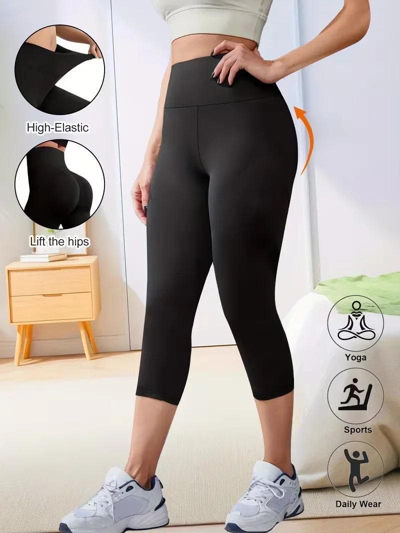 Women's Yoga 7/8 Cycling Shorts High Waist Quick Dry Breathable Sports Base Layer Outdoor Cycling Running Plus Size Activewear