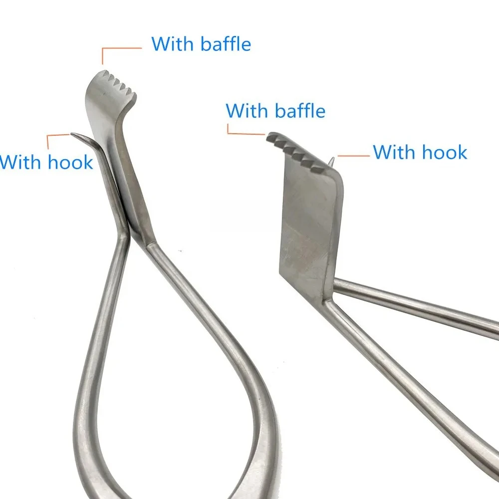 Autoclavable 18cm Self‑Retaining Orthopedic Retractor Left Right Curved Hook Design Surgical Instrument for Small Animal