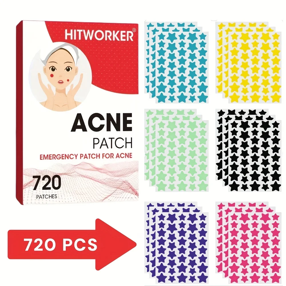 720 parches para acné en forma de estrella, pegatinas hidrocoloides multicolores para espinillas, sin alcohol, para todo tipo de piel