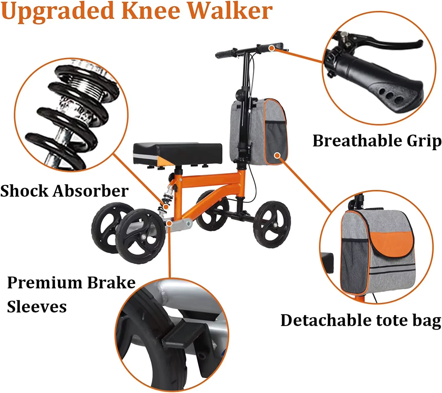 Online Trend Product Walker & Rollator Walking Aid Knee Cane Walker Walking Aid High Quality Knee Scooter view 3