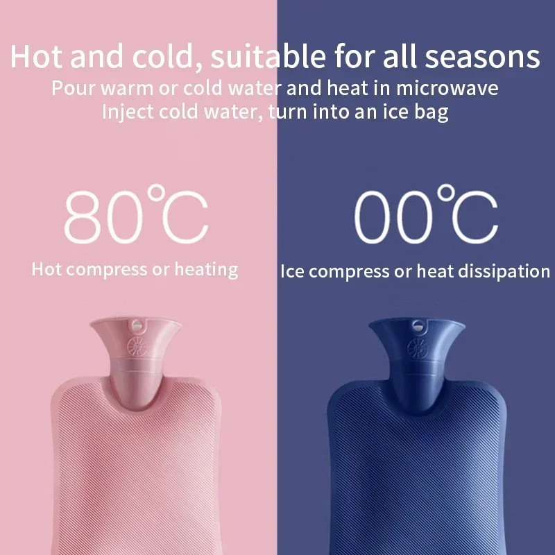 1000ML Hand WarmerHot Water Bag Removable Hot Water Bottles Reusable Hand Warmer with Cloth Cover Explosion-Proof Girl Winter