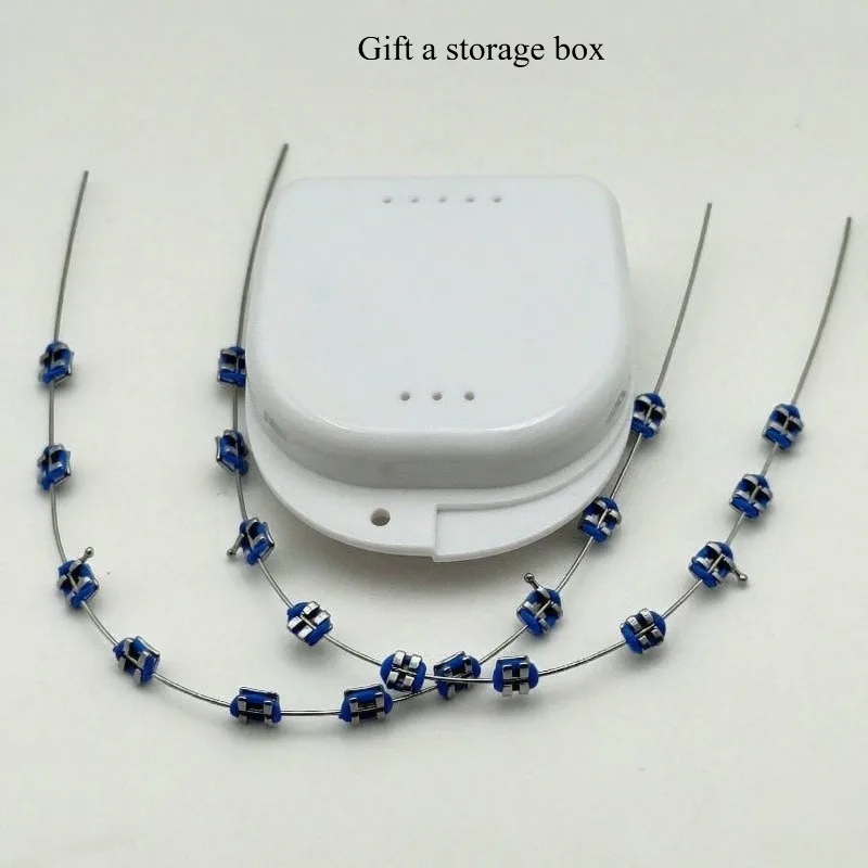 1Pair Temporary Tooth Decoration Dental Fake Braces with Metal Wires & Bracket Orthodontic Braces with Ligature Ties Dental