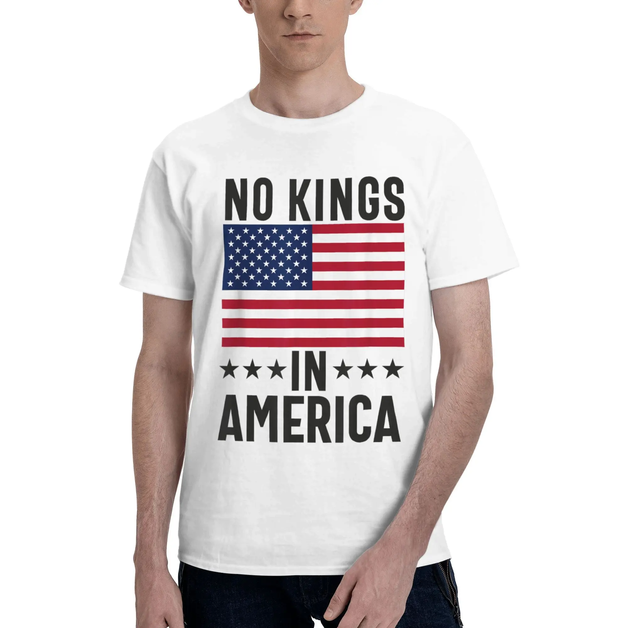 

Футболка с флагом No Kings in America, мужские винтажные хлопковые футболки, летняя модная крутая футболка с круглым вырезом, дешевая одежда больших размеров