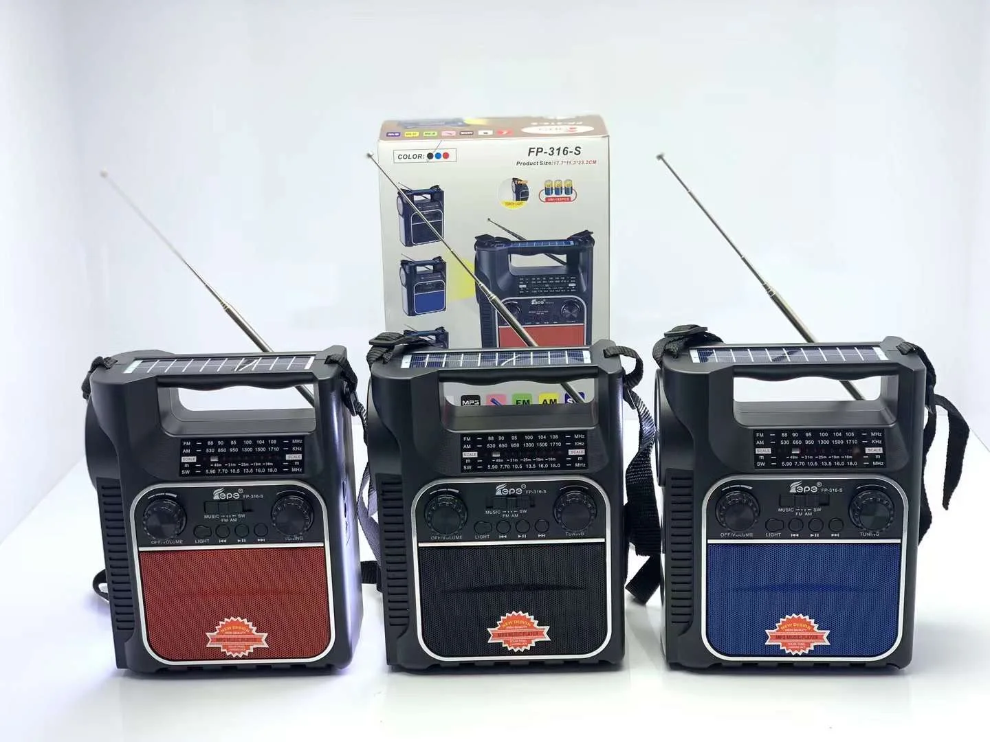 FP-316-S New Rechargeable Solar Radio Portable Handle Fm Am All Bands Outdoor Entertainment Wireless Radiogram Support Usb Bt