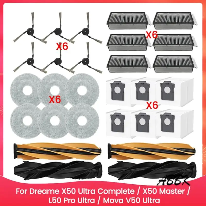 

ABBK-для Dreame X50 Ultra Complete/X50 Master/L50 Pro Ultra/Mova V50 Ultra, комплект аксессуаров, щетка, фильтры HEPA, подушечки для швабры, мешки для пыли