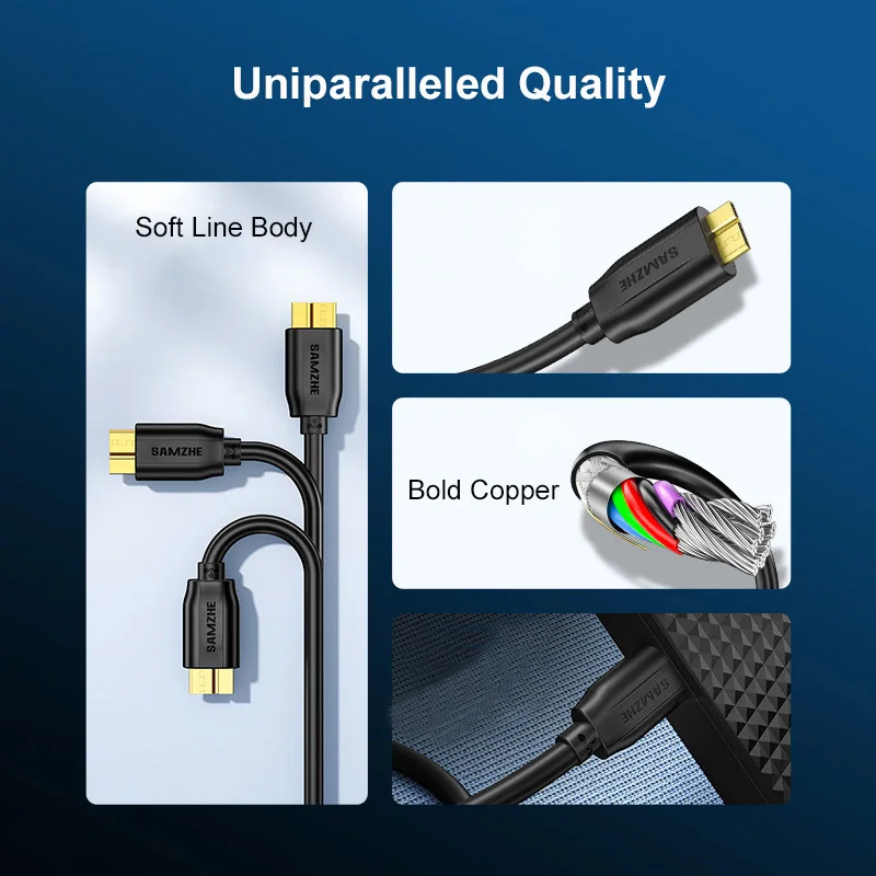 SAMZHE Hard Drive External Cable USB Micro B Cable HDD Cable Micro Data Cable SSD Sata Cable for Hard Disk Micro B USB3.0 Cable